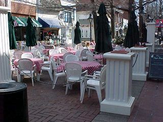 Further down the street, more restaurants' outdoor seating can be found. Judging from my findings in warmer months, it's quite popular!