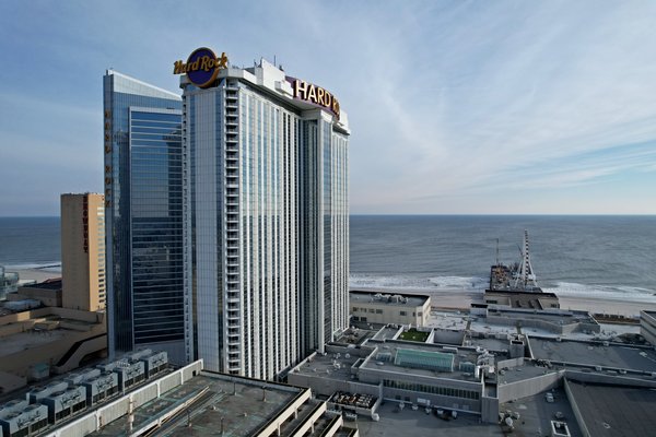 The Hard Rock Hotel and Casino, formerly the Trump Taj Mahal, one of several casinos along the Boardwalk in Atlantic City.