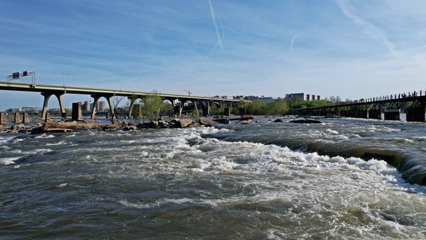 The James River at the fall line in Richmond, Virginia.
