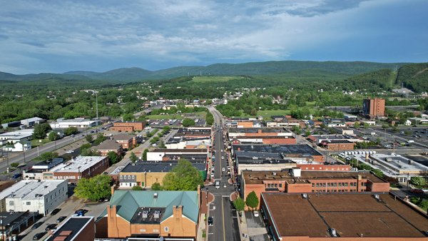 Downtown Waynesboro, Virginia, facing east.