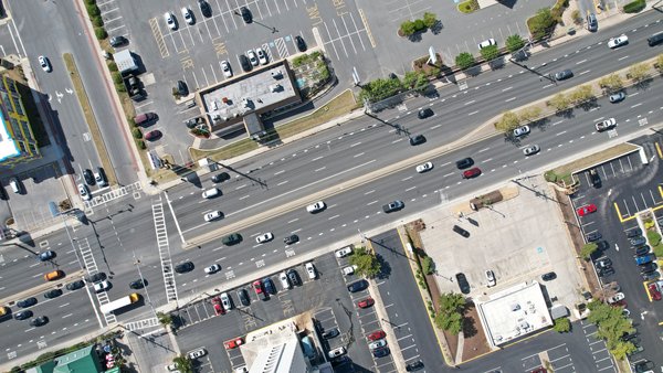 Overhead view of Coastal Highway at its intersection with 94th Street in Ocean City, Maryland.