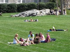Students relax on the Quad.