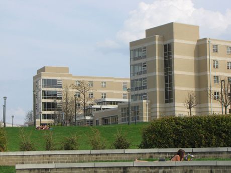 Potomac Hall, the first of the Skyline area dorms, completed in 1998.