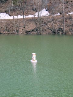 Since this area is intended for boating, the area is marked with a circle on the buoys, meaning no swimming.