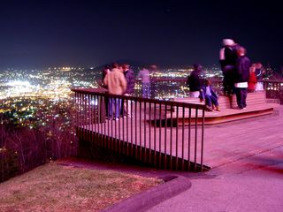 Despite the cold, the observation deck was abuzz with people, out enjoying a beautiful view.