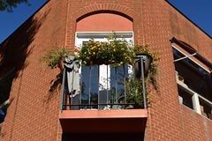 Balcony on the Central Place building, overlooking the Downtown Mall in Charlottesville, Virginia.
