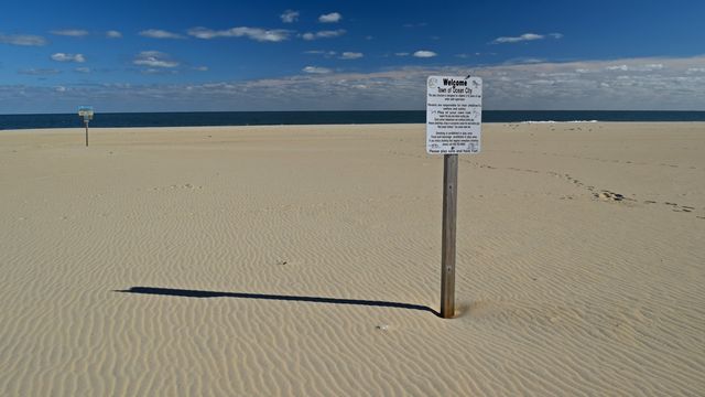 Signage on the beach.