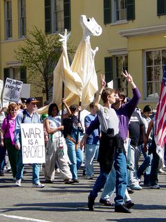 Near the White House, Guernica made another appearance, with these large reproductions of elements from the painting.