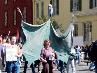 Near the White House, Guernica made another appearance, with these large reproductions of elements from the painting.