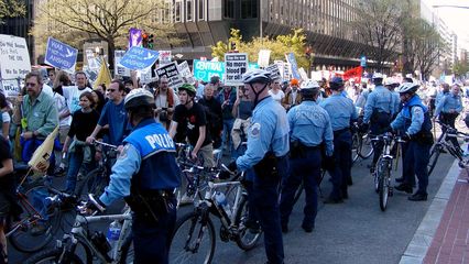 Soon after, however, order was restored, and the police with their bicycles were again lining the streets.