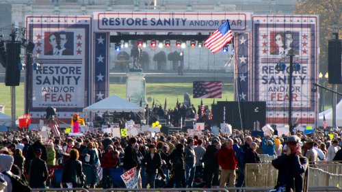 The stage for the Rally to Restore Sanity and/or Fear on the National Mall, just west of 3rd Street NW/SW.