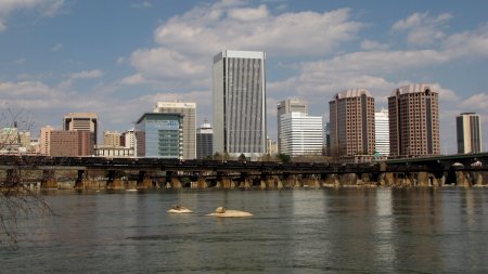 Skyline of Richmond, Virginia, viewed from Belle Isle.