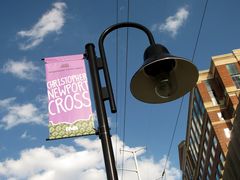 Lamppost and banner. This style of lamppost is now far more prevalent than it was in 2003.