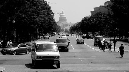 Around the plaza, however, traffic along Pennsylvania Avenue NW is constant.