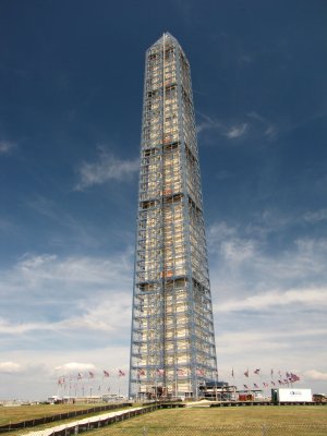 View from the southeast, showing the elevator track on the monument's south side.