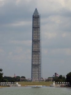 West side of the monument, viewed from the western edge of the Lincoln Memorial Reflecting Pool.