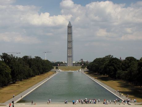 West side of the monument, viewed from the top of the Lincoln Memorial steps.