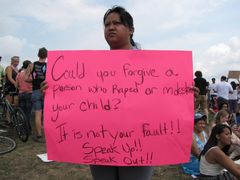 "Could you forgive a person who raped or molested your child? It is not your fault! Speak up! Speak out!"
