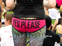 "YES PLEASE" printed on a pair of underwear