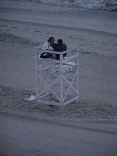 And two people watch from the lifeguard's chair...