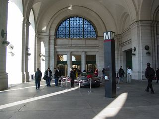 Emerging from the Metro station, we enter an open area outside the main station.