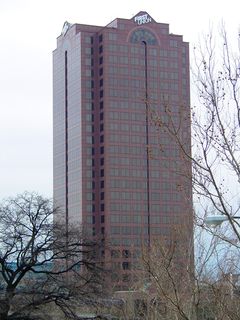 On the subject of Dominion, the postmodern Dominion Tower is the tallest building around, and is separate from the other high-rises by virtue of being on the far side of Waterside Drive, right on the waterfront. However, unlike the Dominion Building in Richmond where it was home to Dominion Resources, the Dominion Tower in Norfolk is home to offices for First Union.